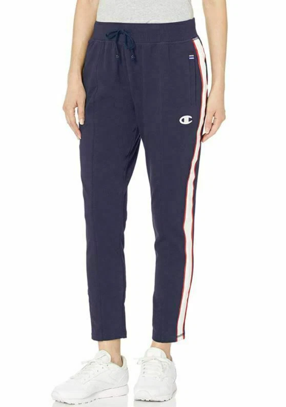 Champion Women s Heritage Varsity Stripe Pants Navy Blue Size L