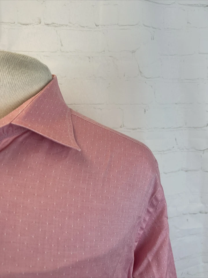 Etro Men's Pink Red Dotted Dress Shirt SIZE 46 $495 - Image 2 of 4