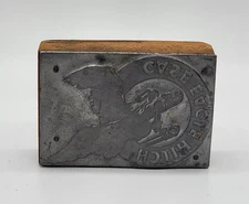 JI Case Eagle Tractor Hitch Advertising Wood Printers Block VTG 1950's