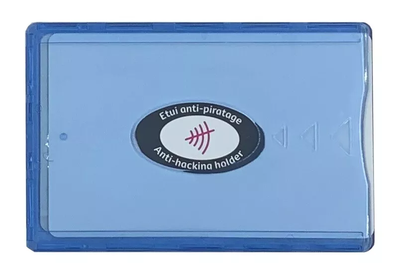 Etui rigide carte bancaire anti piratage bleu made in France porte