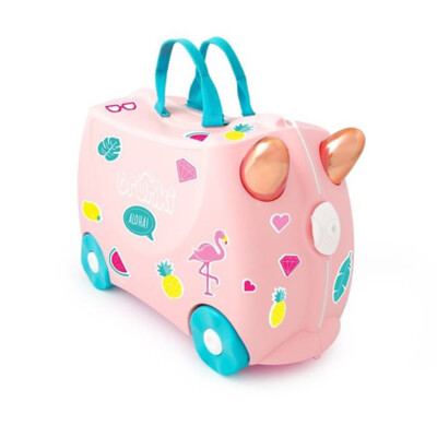Trunki Ride on Kids Suitcase Luggage Toy Box - Flossi Flamingo