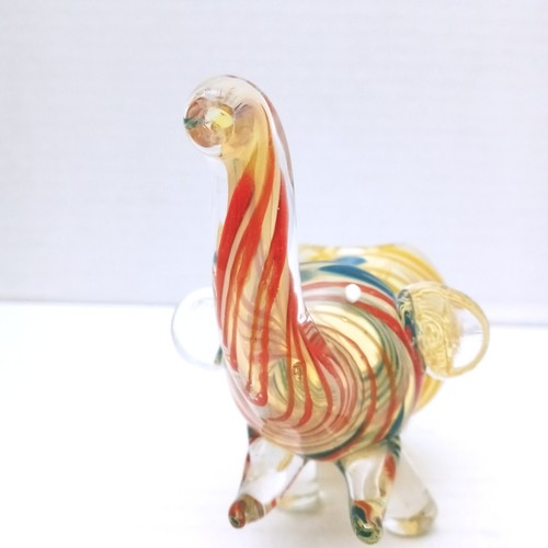 Hand Blown Glass Elephant Pipe Tobacco Smoking With Carb Hole Yellow Red Blue - Picture 8 of 12