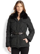 $1900 Postcard Women’s Fox Fur-trimmed Lira Goose Down Jacket Coat Sz 38