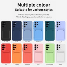 For Samsung S25 S24 S23 S22 A55 A54 Silicone Phone Case Wallet Card Holder Cover