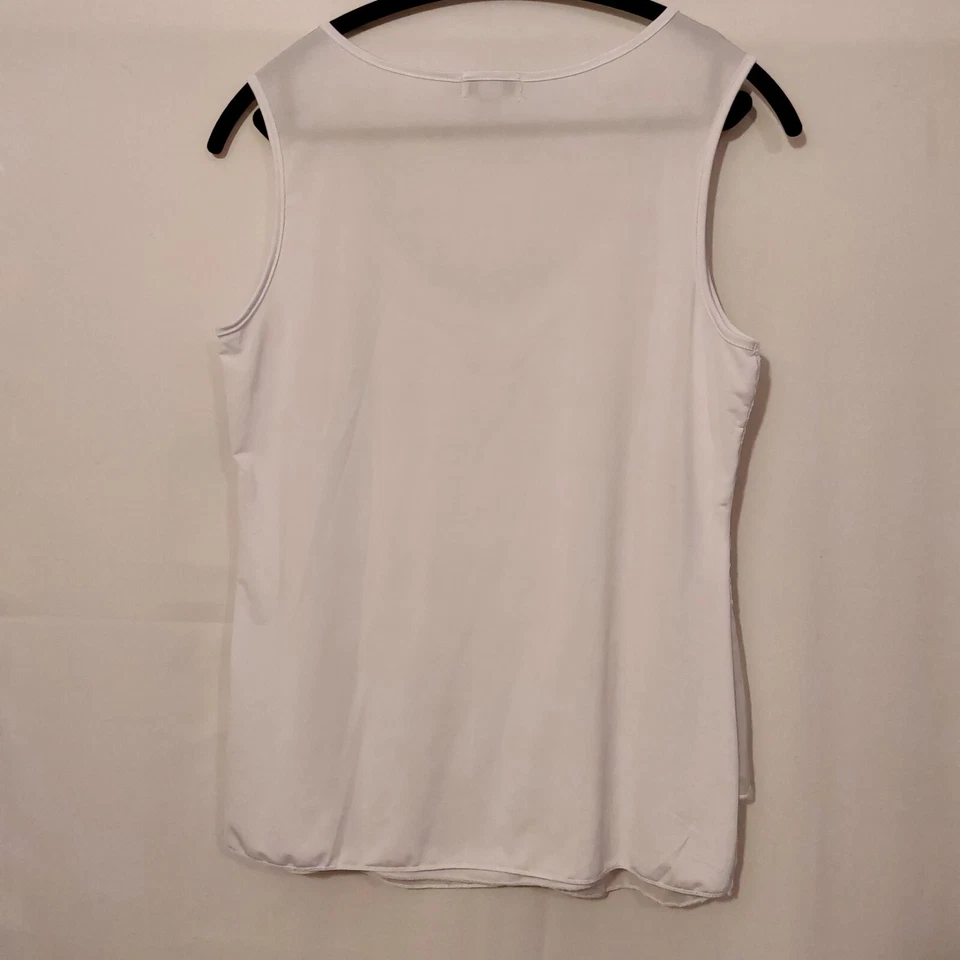 NWOT* ONE WORLD *Brand  Lace & Chiffon Tiered White / Off White Sleeveless Top.M - Image 4 of 4