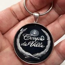 Cadillac Coupe DeVille Wreath Crest Chrome Badge Emblem Reproduction Keychain