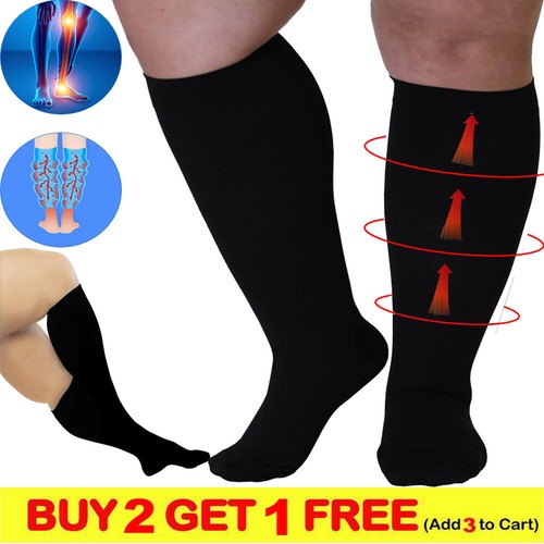 Plus Size Compression Socks 3040 mmhg for Men & Women Wide Large Black 3XL6XL eBay