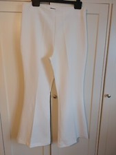 Boohoo Size 14 Ivory Flare Trousers Length 28 Inch