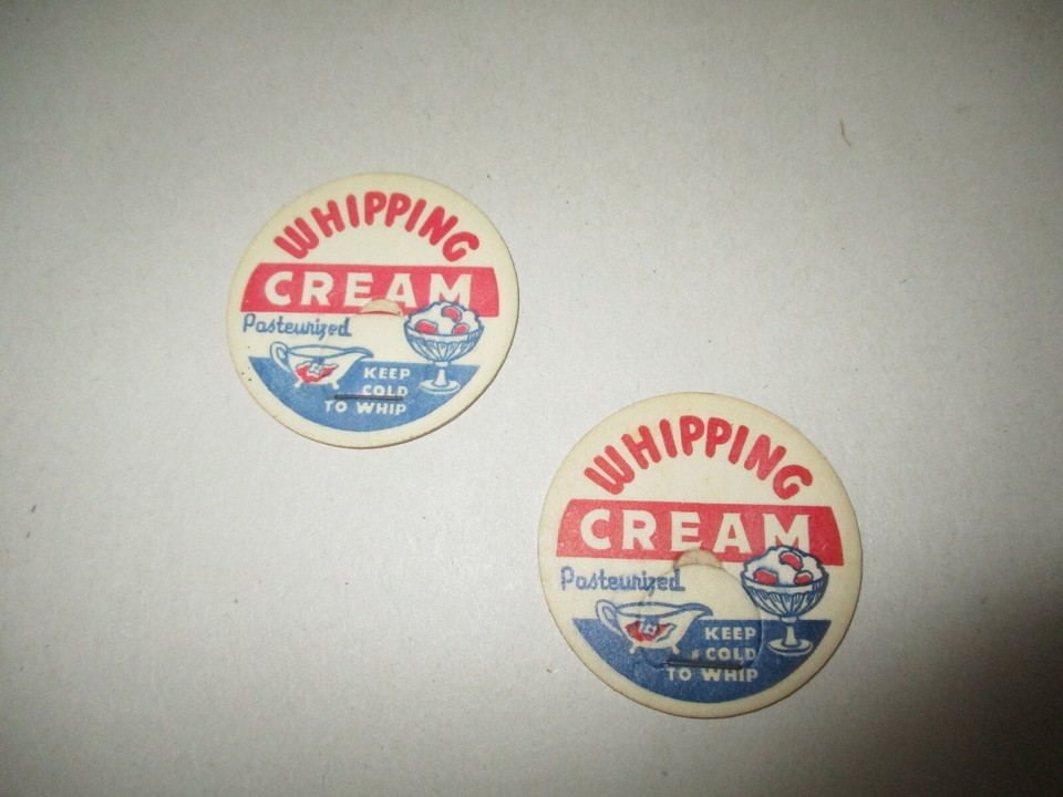 8 Vintage Whipping Cream Pasteurized Whip Milk Bottle Style Caps (1 5/8 ...