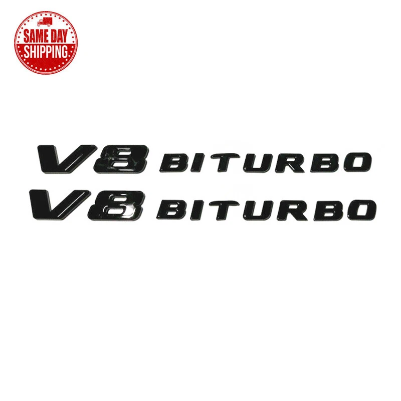 Nuevo estilo negro brillante C63S AMG V8 2020 insignia emblema biturbo para Mercedes Benz EE. UU. Foto 3 de 4