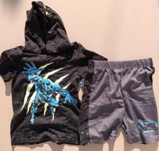 Marvel Black Panther Boys Hooded Top  Shorts 2-Piece Outfit Cosplay Set Size 7