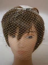 Birdcage French Net Face Veil Ivory Wedding Hair Accessory Crystals 3 Combs NWT
