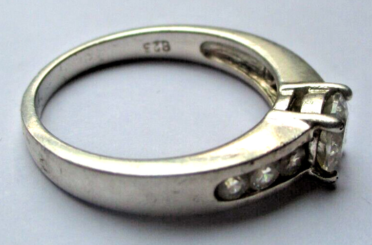 solid silver ring size 59 hallmark 925 solitaire … - image 3