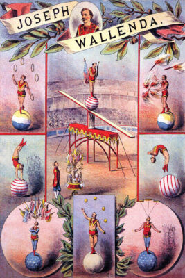 BIG SHOW CIRCUS FLYING JOSEPH WALLENDA BALL ACROBAT VINTAGE POSTER REPRO