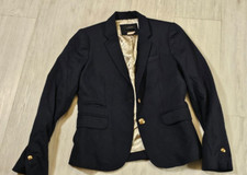 J. Crew Womens Schoolboy Blazer Size 0 Wool Gold Buttons Preppy Navy Blue