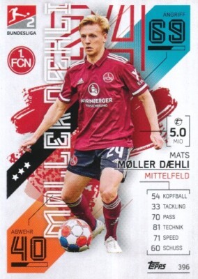 396 1. FC N�RNBERG - MOLLER DAELHI MATS - NORWAY CARD TOPPS BUNDESLIGA 2022