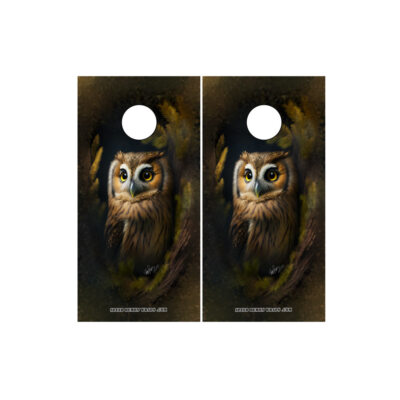 Owl Cute Nocturnal Cornhole Board Wraps ONLY Nature Painted Vinyl Decal 2 Pack