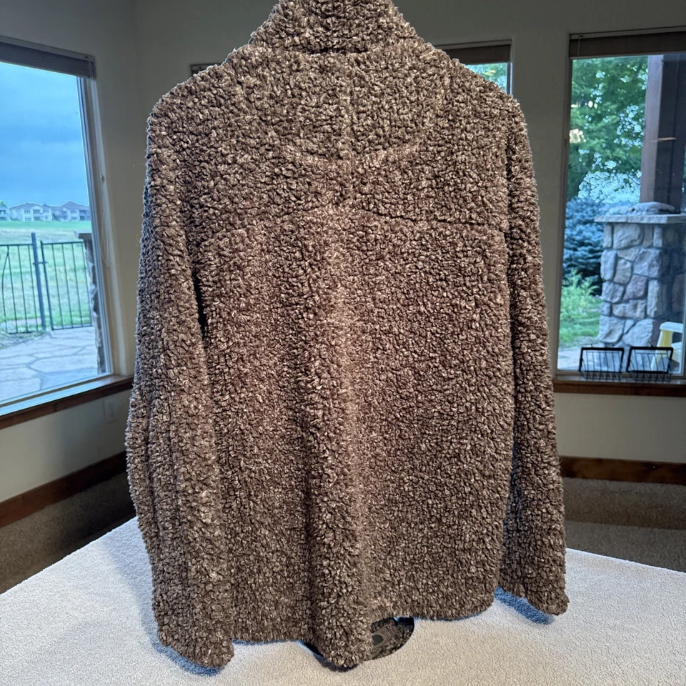 Pullover True Grit Para Hombre M Gris Sherpa Lana Vellón 1/4 Cremallera Americano Exterior Foto 2 de 4