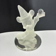Vintage Arribas Bros Frosted Crystal Sorcerer Mickey w/ Mirror Base LARGE 3.75"