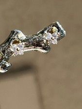 14k Solid Yellow Gold Dainty Cubic Zirconia Butterfly Stud Earrings .52gr