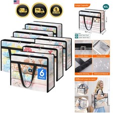 6 Pack Clear Storage Bags for Comforter, Clothes Bedding, Plastic Blanket S...