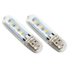 2PCS Mini Portable Bright 3 LED Night Light USB Lamp White USB Book Light