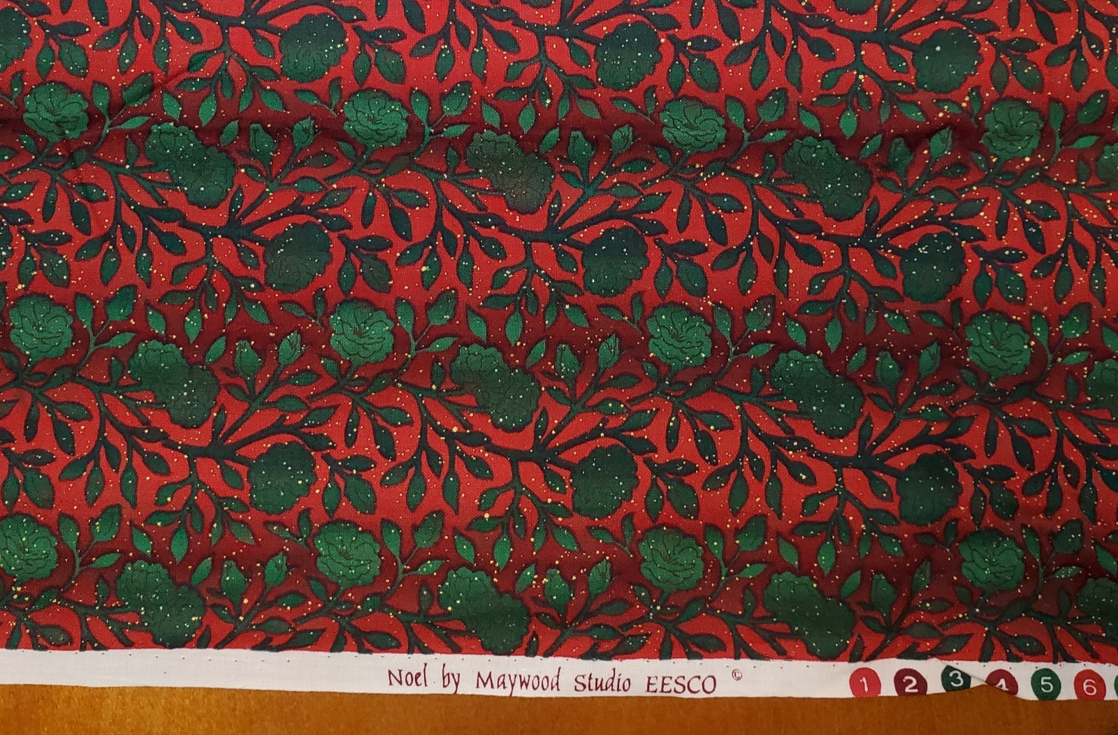 Christmas Fabric Noel Maywood Studio Red Green Floral 2.9 Yards Precut