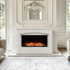 48in FreeStanding Electric Fireplace MDF White Surround with 7 Colors Fire Flame