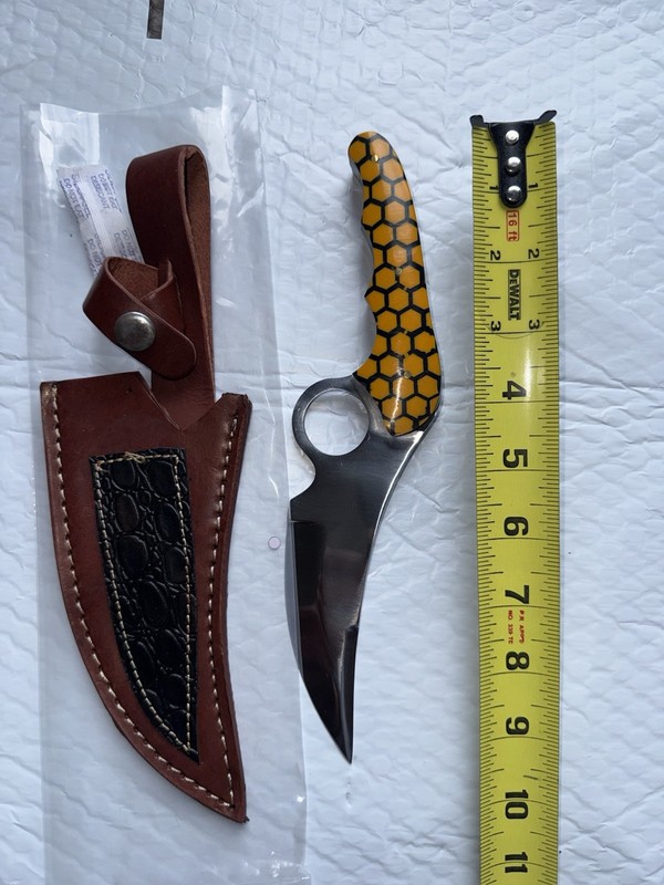 Fixed Blade Hawkbill Neck Knife 2-3in Stainless Plain Edge Full Tang w/ Sheath