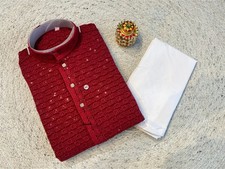 Pakistani Men Cotton Kurta Set Kurta Pyjama Indian Ethnic Kurta Wedding Party