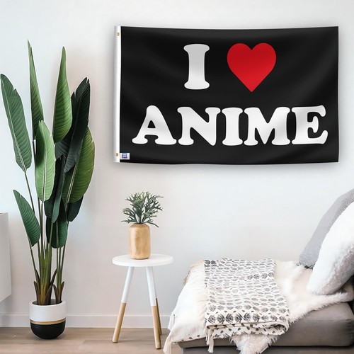 I Love Anime I Heart 3x5 ft Flag - 100% Polyester & Brass Grommets - Picture 3 of 9