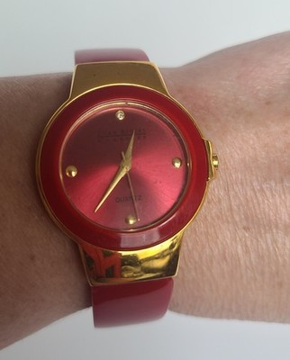 Joan Rivers Classics Watch Womens 33mm Red Goldtone Cuff Open Hinge So Chic!