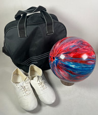 Ebonite Maxim Ten Pin Bowling Ball - 12lbs/5.5kgs - Multi Coloured + Bag + Shoes