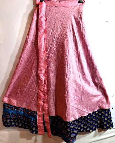 Incredible-art Vintage Silk Sari Magic Wrap Skirt Reversible Double Layer skirt