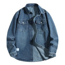 Men's denim long sleeved shirt, spring shirt, loose casual jacket