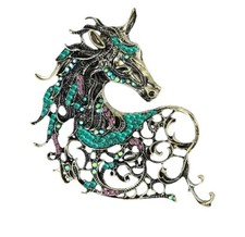 Rhinestone Horse Brooch Animal Pin Jewelry Accessory for Women  Men