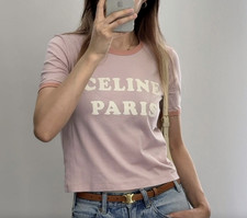 CELINE Light Rose Celine Paris 70s Ringer T-S...