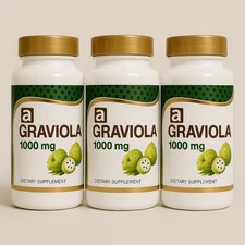 3xGraviola Guanábana 1000mg Annona Extract 180 Natural Caps Antioxidant exp 2027