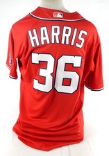 2020 Washington Nationals Hogan Harris #36 Game Issued Red Jersey WSC P 4