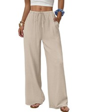 Linen Pants Women Wide Leg Palazzo Pants Flowy Casual Summer Outfits 2026 Boh...