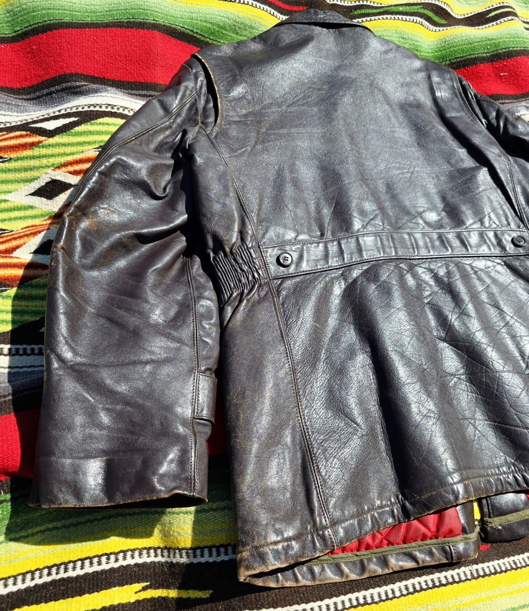1950s Sears Hercules Lined Horsehide Brown Leather Jacket - Talon