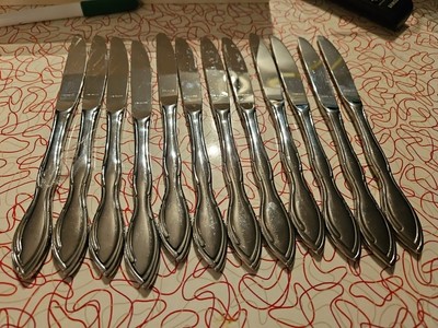 CHANSON 12 Dinner Knives Oval Soup Spoons G Gorham Stegor Stainless USA Flatware