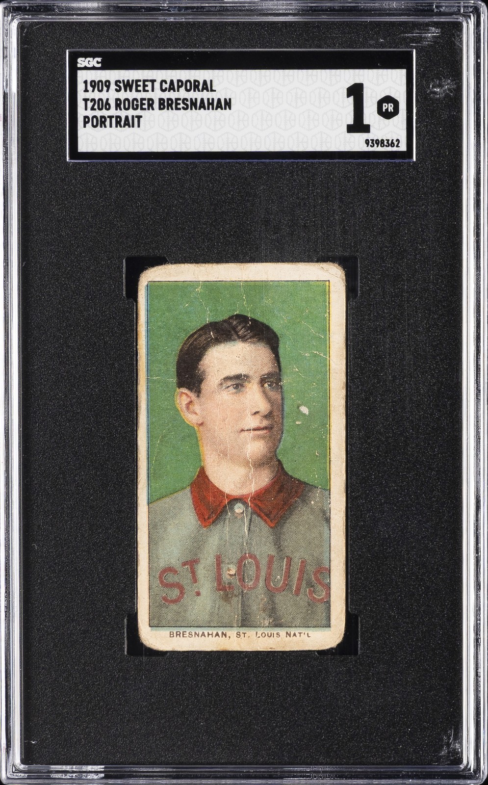 1909-11 T206 SWEET CAPORAL 150/30 PORTRAIT ROGER BRESNAHAN SGC 1
