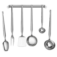 Mestoli Cucina kit 7 pz in Acciaio Inox Made in Italy Barra + 6 Utensili