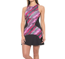 Fila Tennis Sleek Streak Printed Tennis Dress -Small - Black / Fuchsia