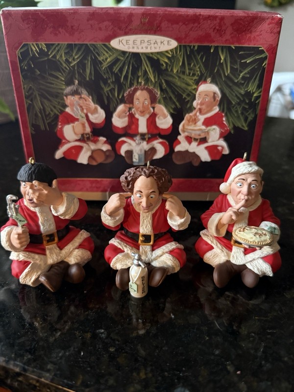Hallmark Keepsake The Three Stooges Larry Moe Curly Christmas Ornaments Set 3