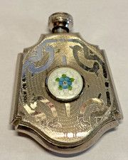 Vintage Antique Perfume Bottle Guilloche Enam...