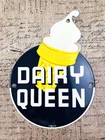 VINTAGE DQ DAIRY QUEEN ICE CREAM SHAKES MALT GAS OIL PORCELAIN PUMP STATION SIGN