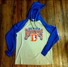 DENVER BRONCOS FANATICS Gray/Royal Under Center Long Sleeve Hoodie L OFFICIALNFL
