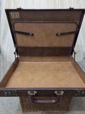Vintage Brown Leather Hard Shell Briefcase Attache Case 1980s Business Travel